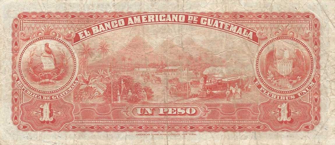 Back of Guatemala pS111b: 1 Peso from 1914