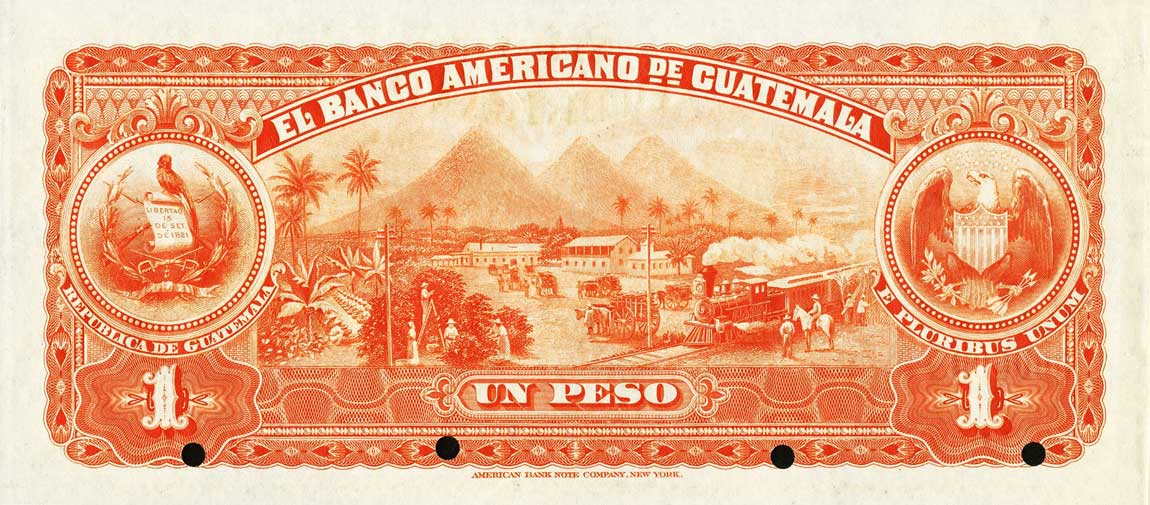 Back of Guatemala pS111s: 1 Peso from 1895