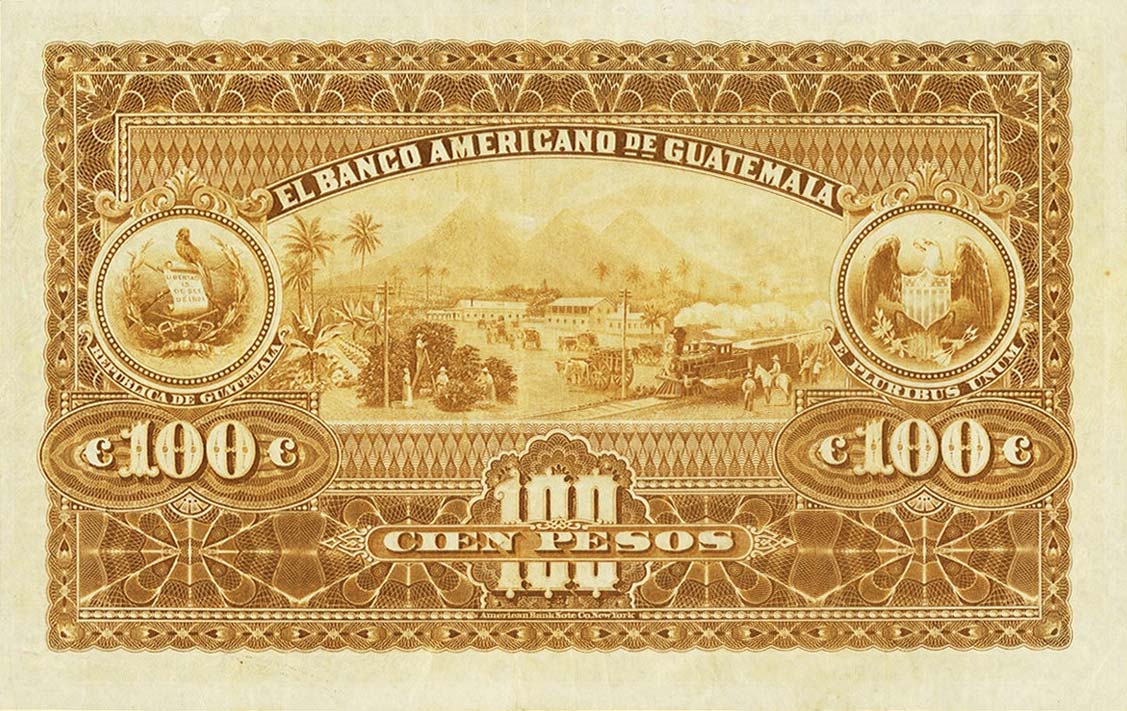 Back of Guatemala pS114a: 100 Pesos from 1913