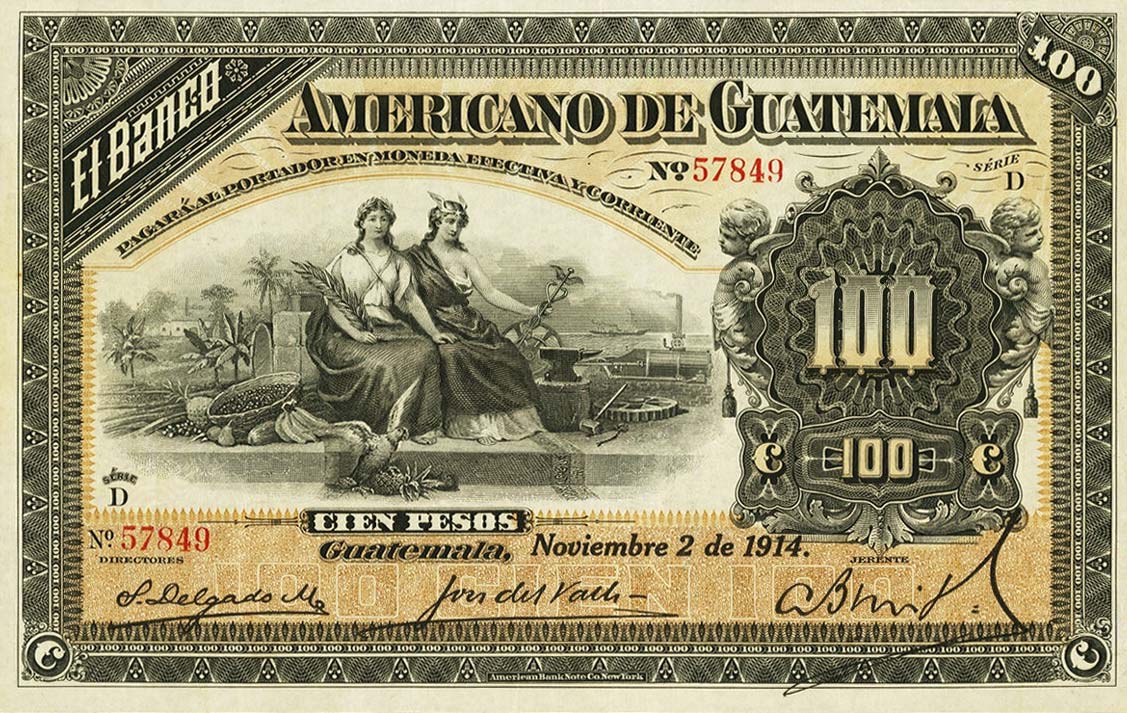 Front of Guatemala pS114a: 100 Pesos from 1913