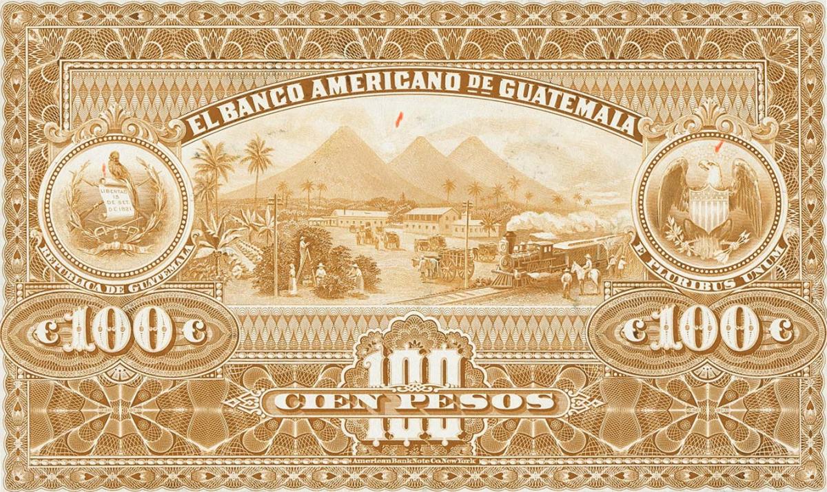 Back of Guatemala pS114p: 100 Pesos from 1913