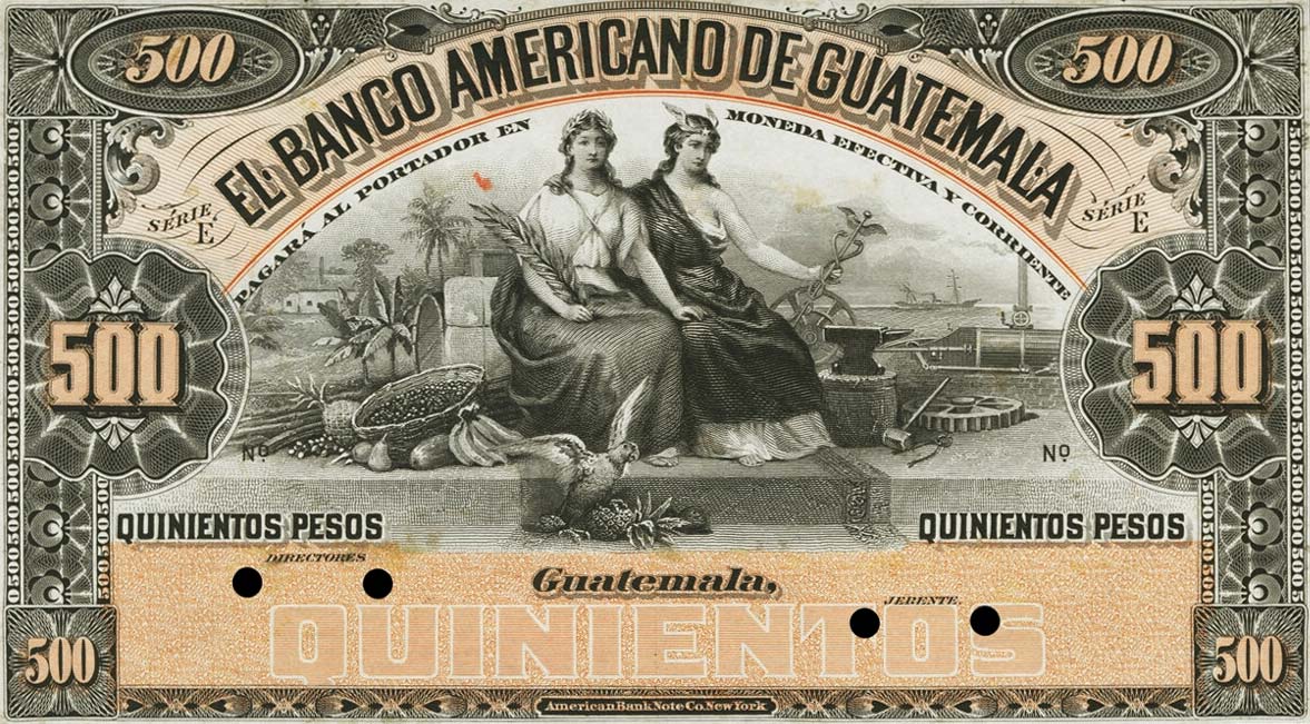 Front of Guatemala pS115p: 500 Pesos from 1895