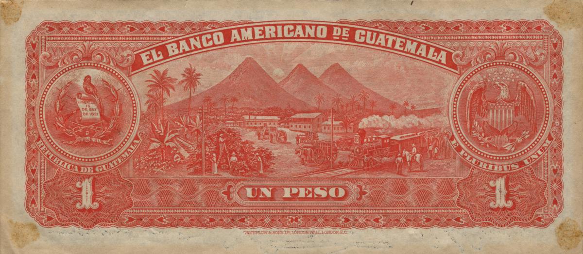 Back of Guatemala pS116a: 1 Peso from 1923