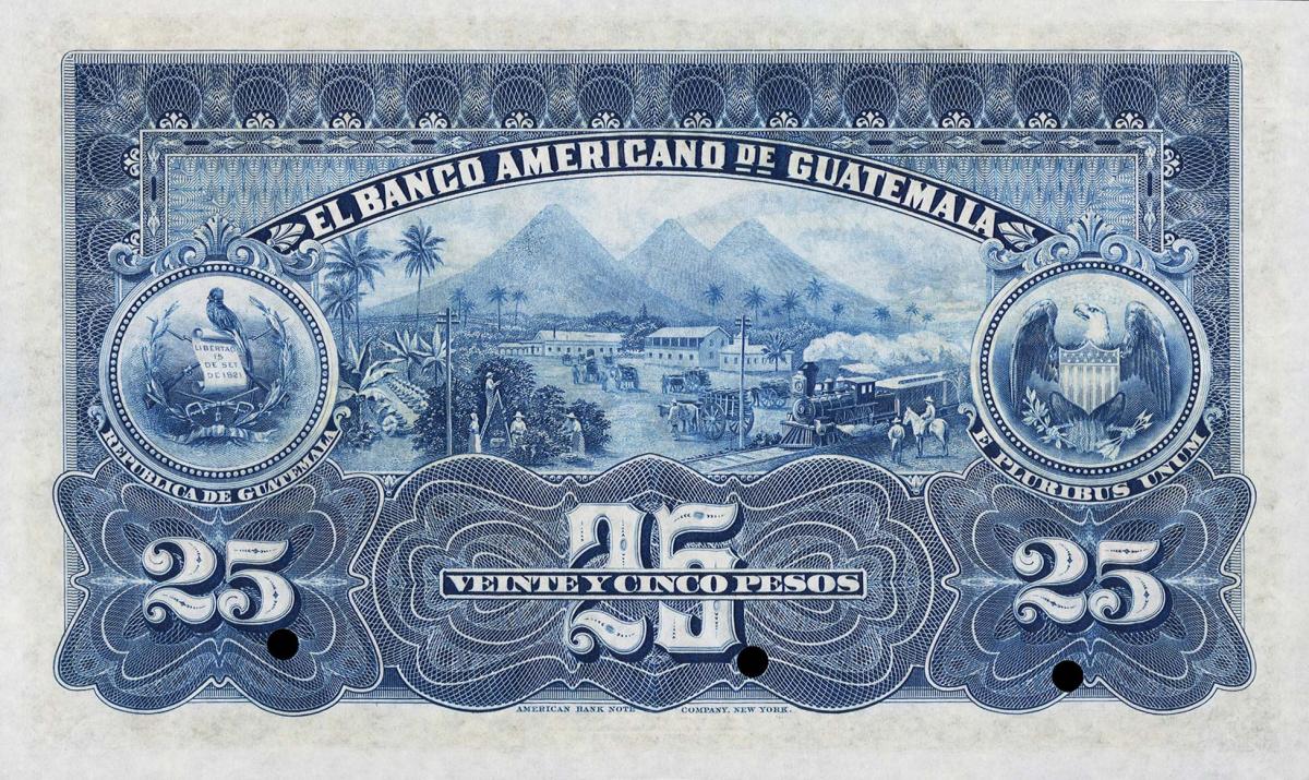 Back of Guatemala pS118s: 25 Pesos from 1918