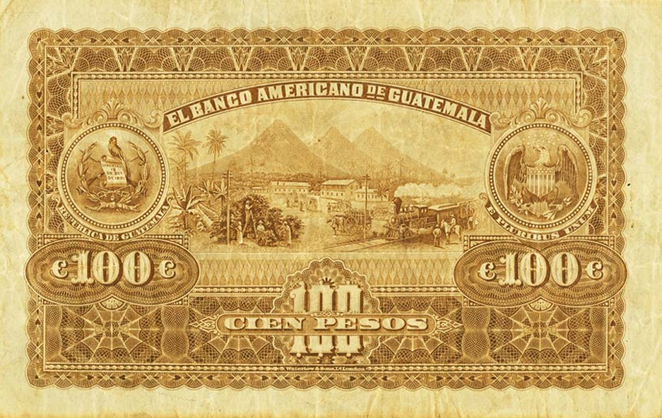 Back of Guatemala pS119a: 100 Pesos from 1919