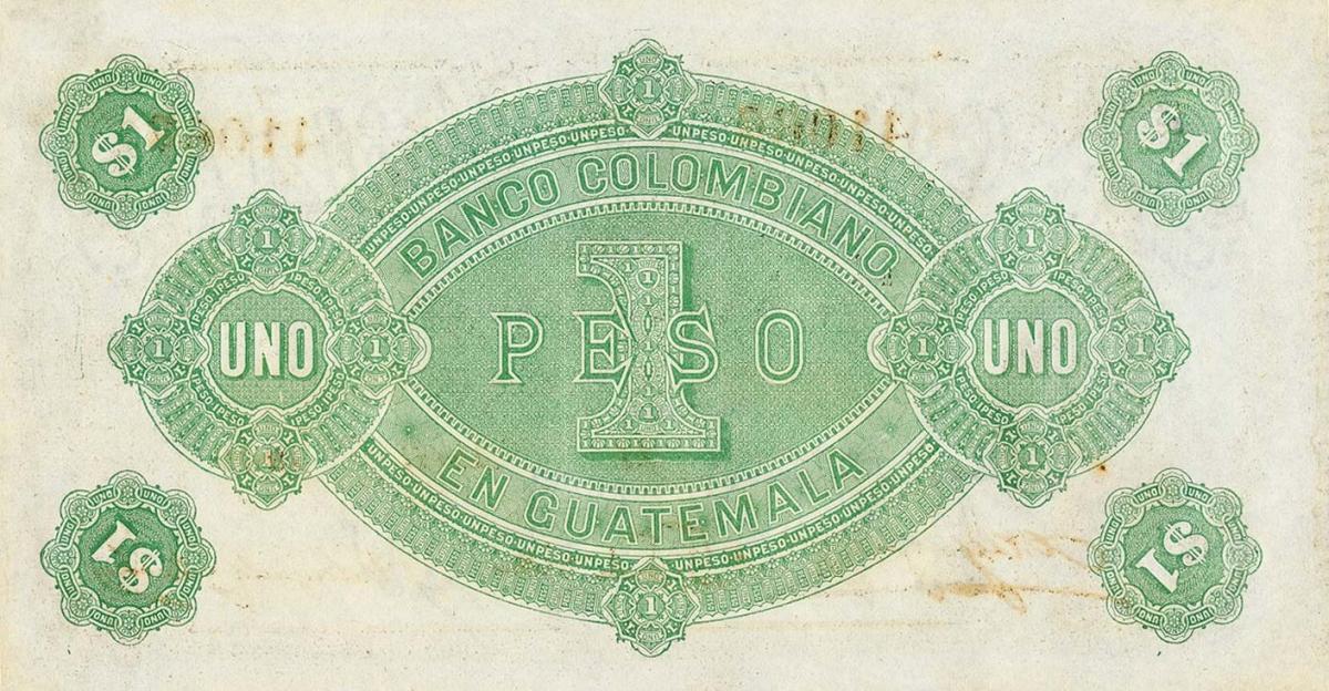 Back of Guatemala pS121b: 1 Peso from 1900