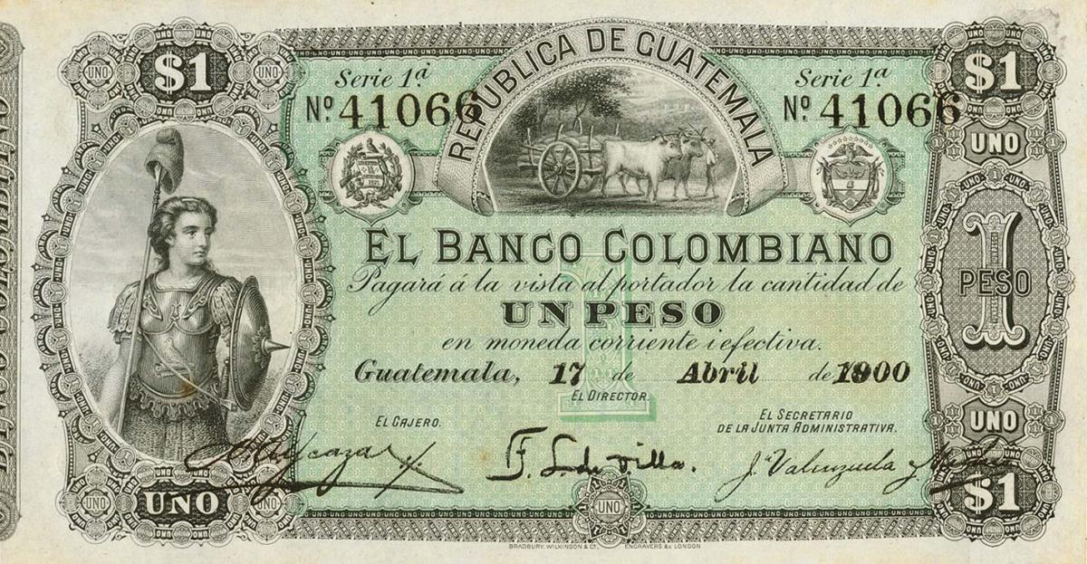 Front of Guatemala pS121b: 1 Peso from 1900