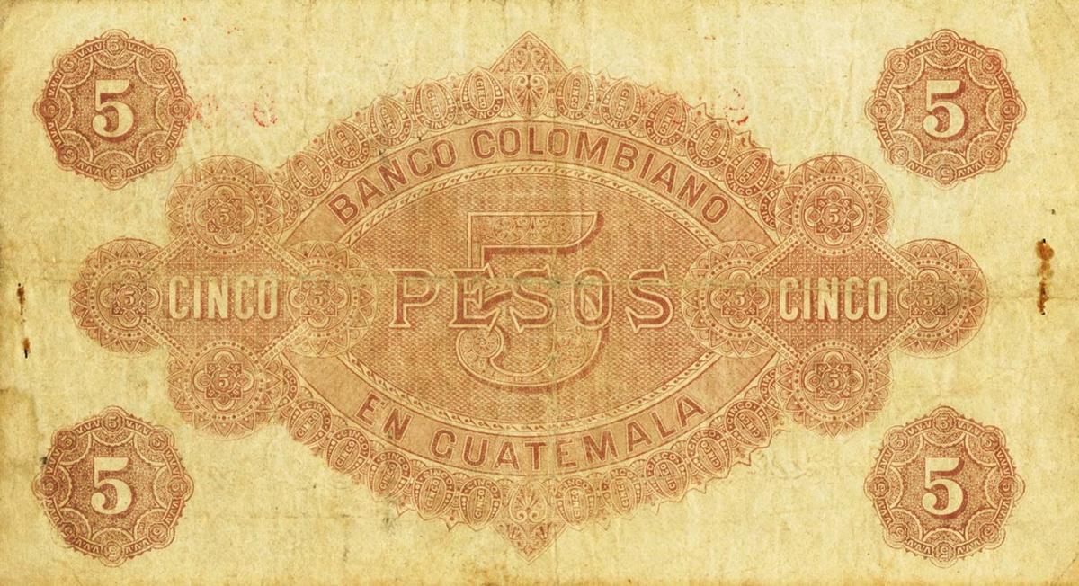 Back of Guatemala pS122b: 5 Pesos from 1901