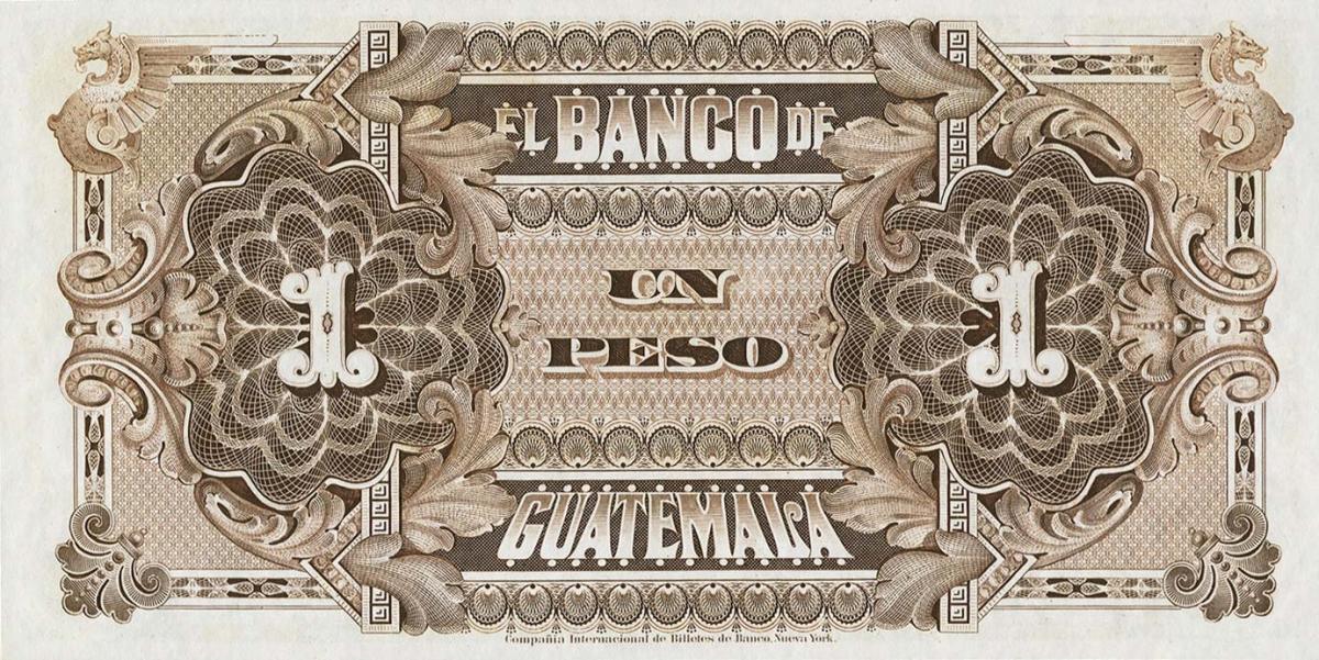 Back of Guatemala pS141b: 1 Peso from 1914