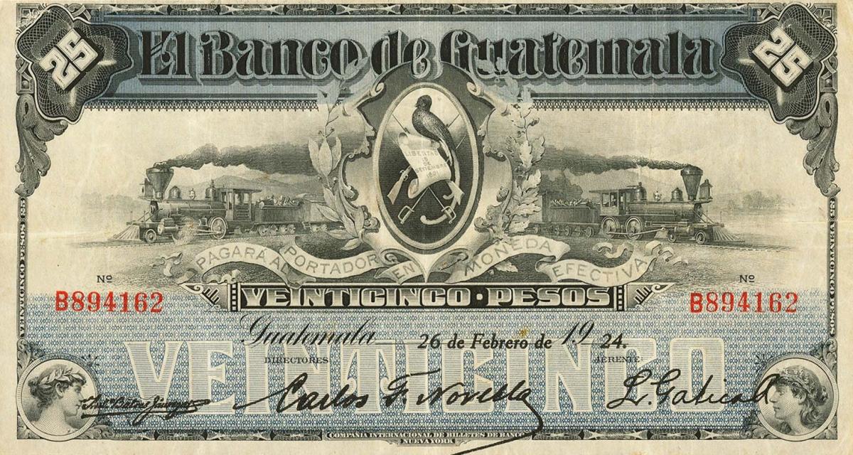 Front of Guatemala pS146b: 25 Pesos from 1920