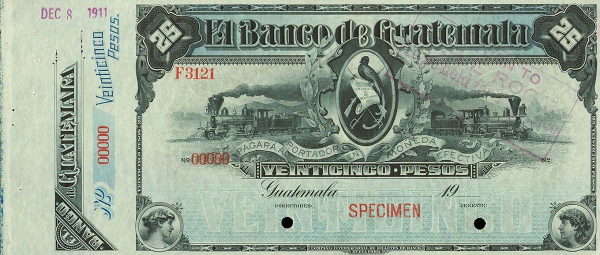 Front of Guatemala pS146s: 25 Pesos from 1905