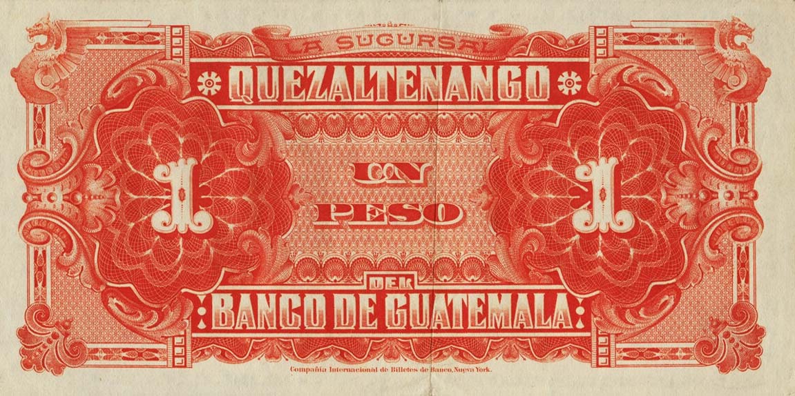 Back of Guatemala pS149: 1 Peso from 1896