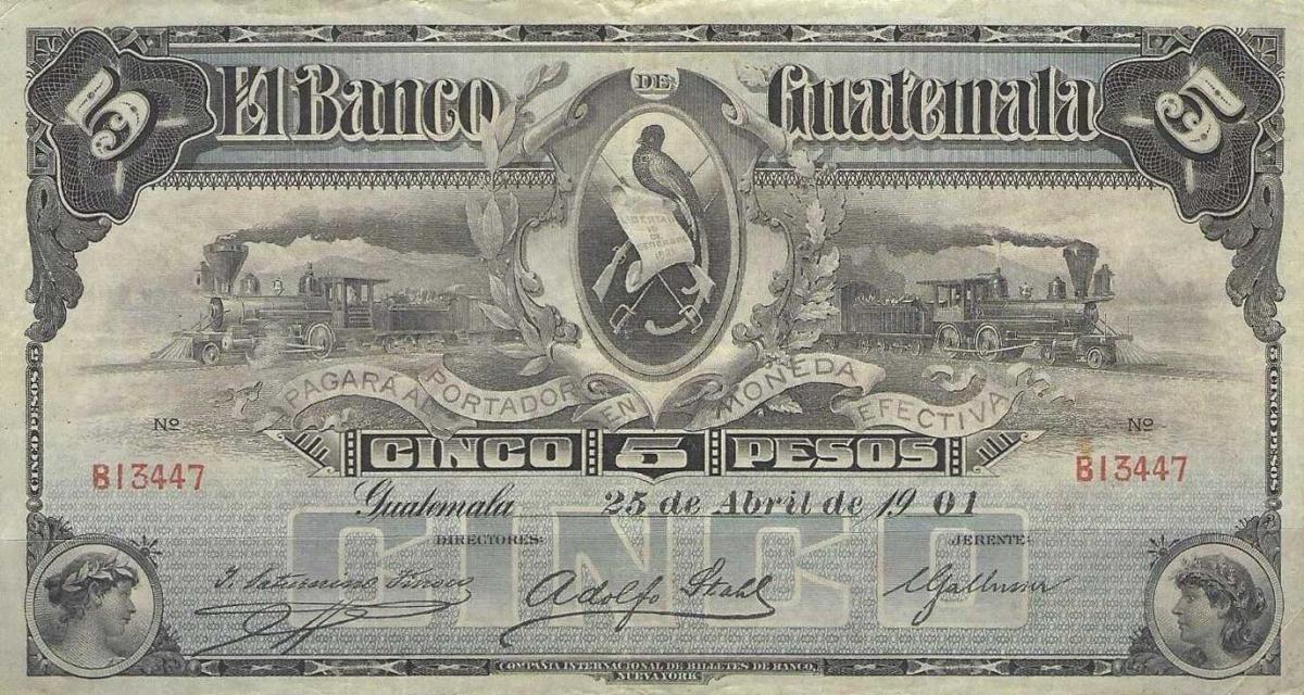 Front of Guatemala pS150: 1 Peso from 1878