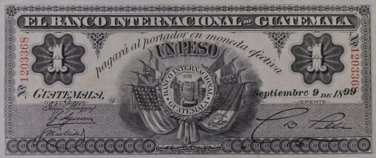 Front of Guatemala pS151c: 1 Peso from 1893