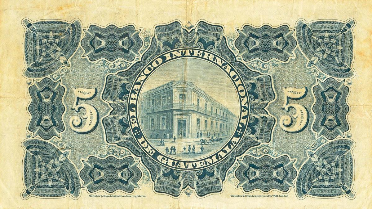 Back of Guatemala pS155a: 5 Pesos from 1900