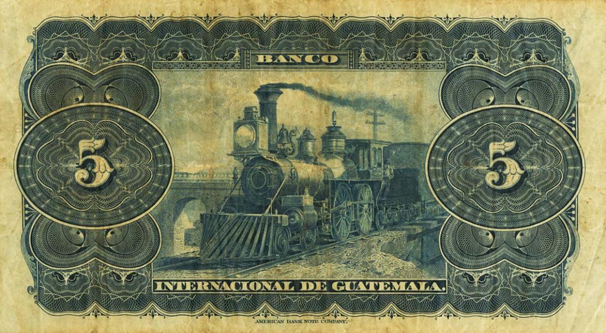 Back of Guatemala pS156b: 5 Pesos from 1920