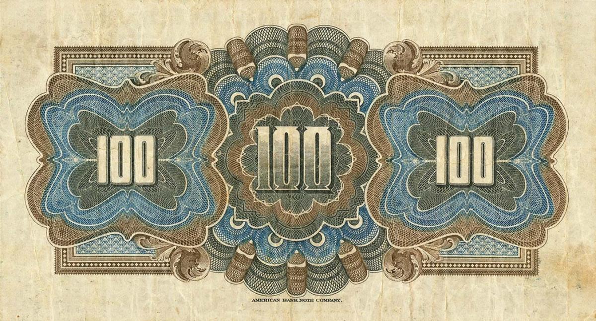 Back of Guatemala pS160a: 100 Pesos from 1917