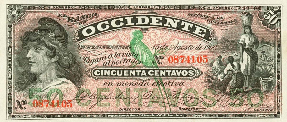 Front of Guatemala pS172: 50 Centavos from 1900