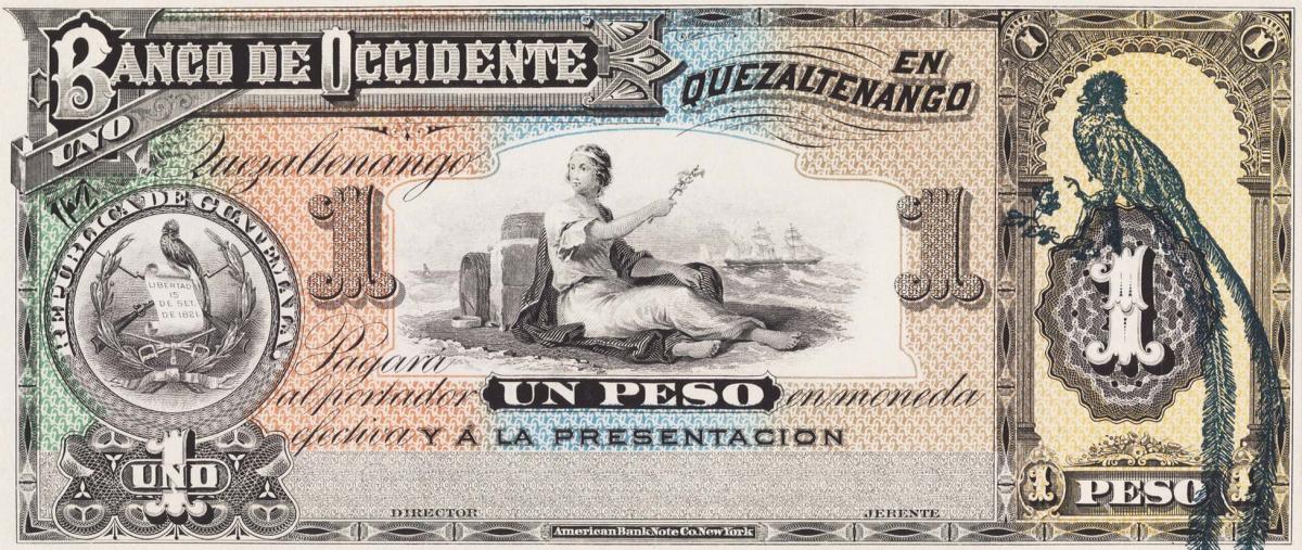 Front of Guatemala pS173p: 1 Peso from 1889