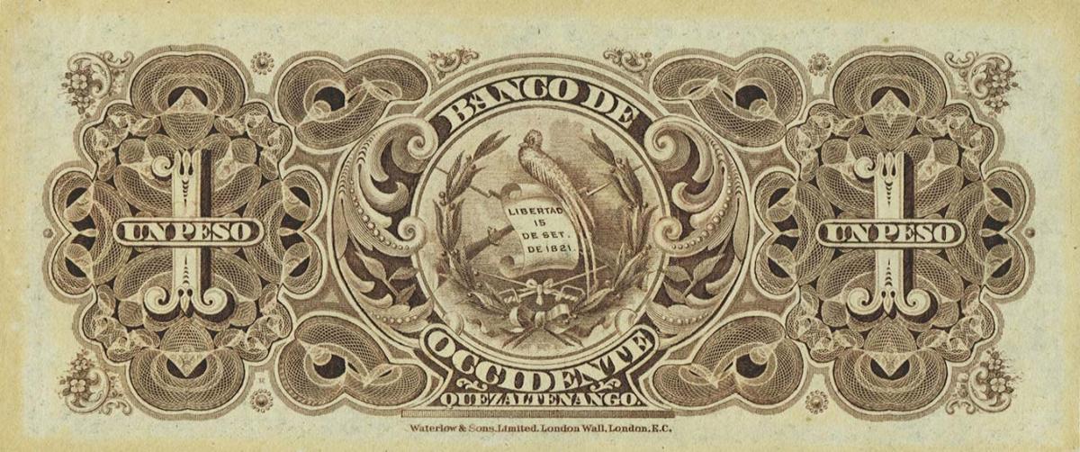 Back of Guatemala pS175a: 1 Peso from 1900