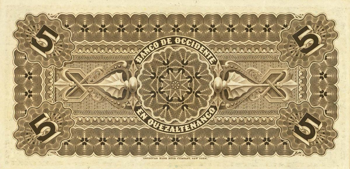 Back of Guatemala pS176b: 5 Pesos from 1903