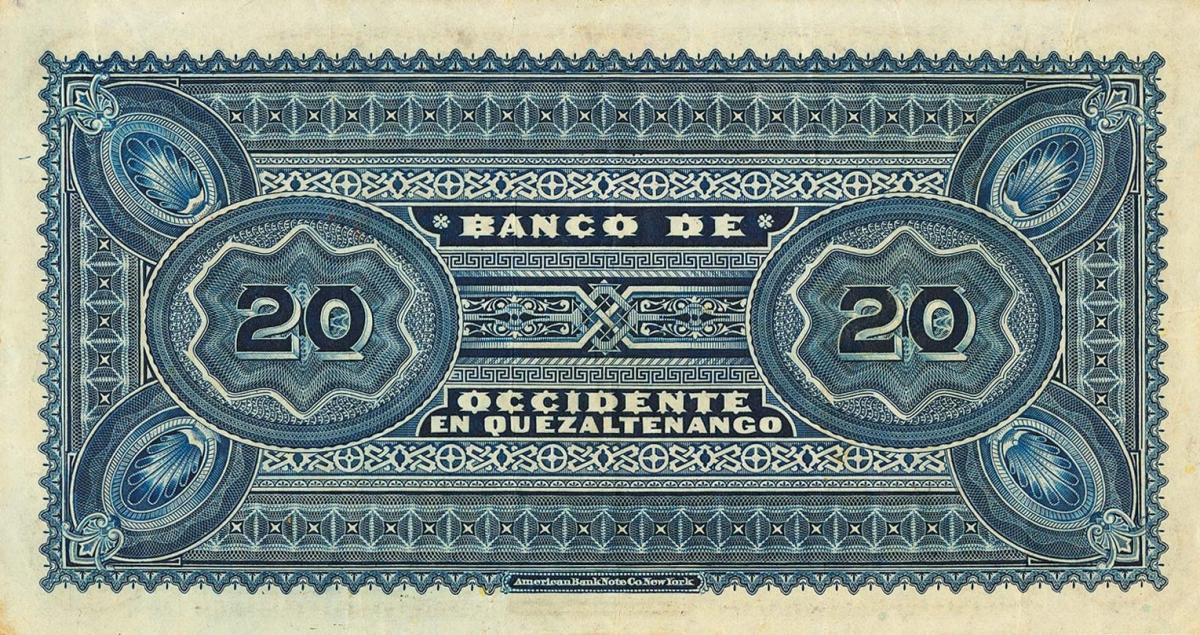 Back of Guatemala pS179a: 20 Pesos from 1903