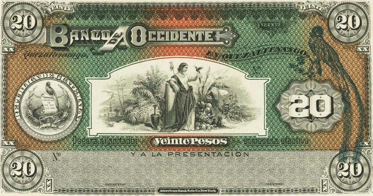 Front of Guatemala pS179p: 20 Pesos from 1903