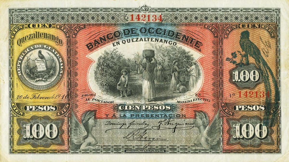 Front of Guatemala pS182b: 100 Pesos from 1902