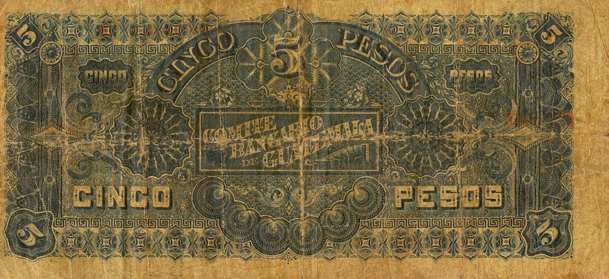 Back of Guatemala pS192: 5 Pesos from 1899