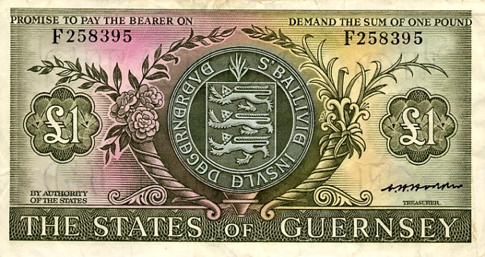 Front of Guernsey p45b: 1 Pound from 1969