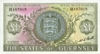 p45c from Guernsey: 1 Pound from 1969