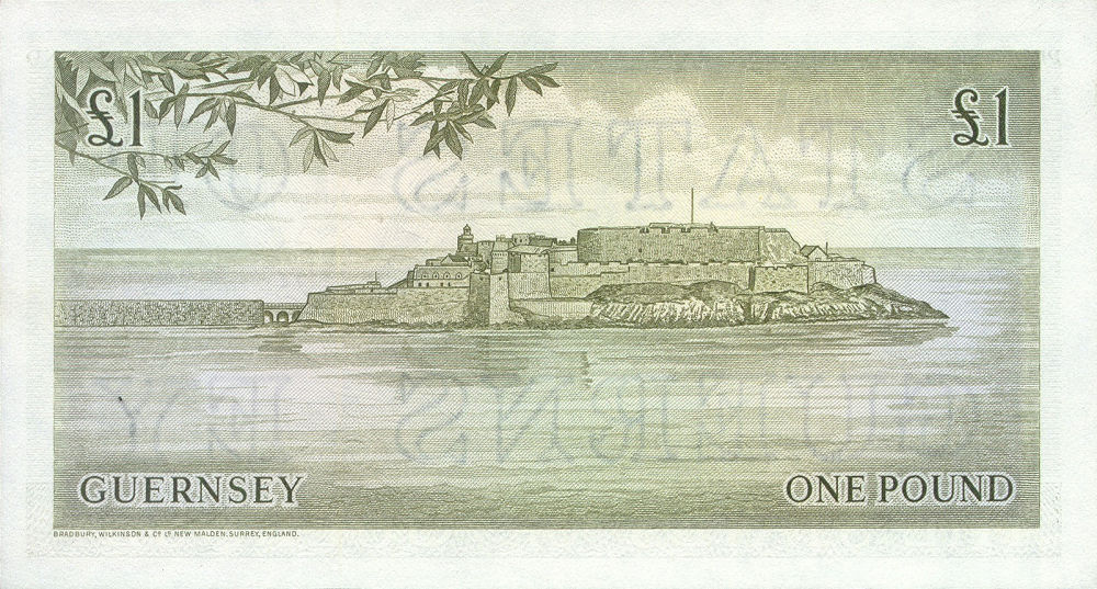 Back of Guernsey p45c: 1 Pound from 1969