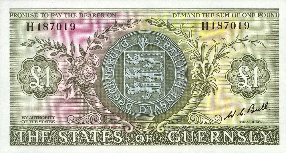 Front of Guernsey p45c: 1 Pound from 1969