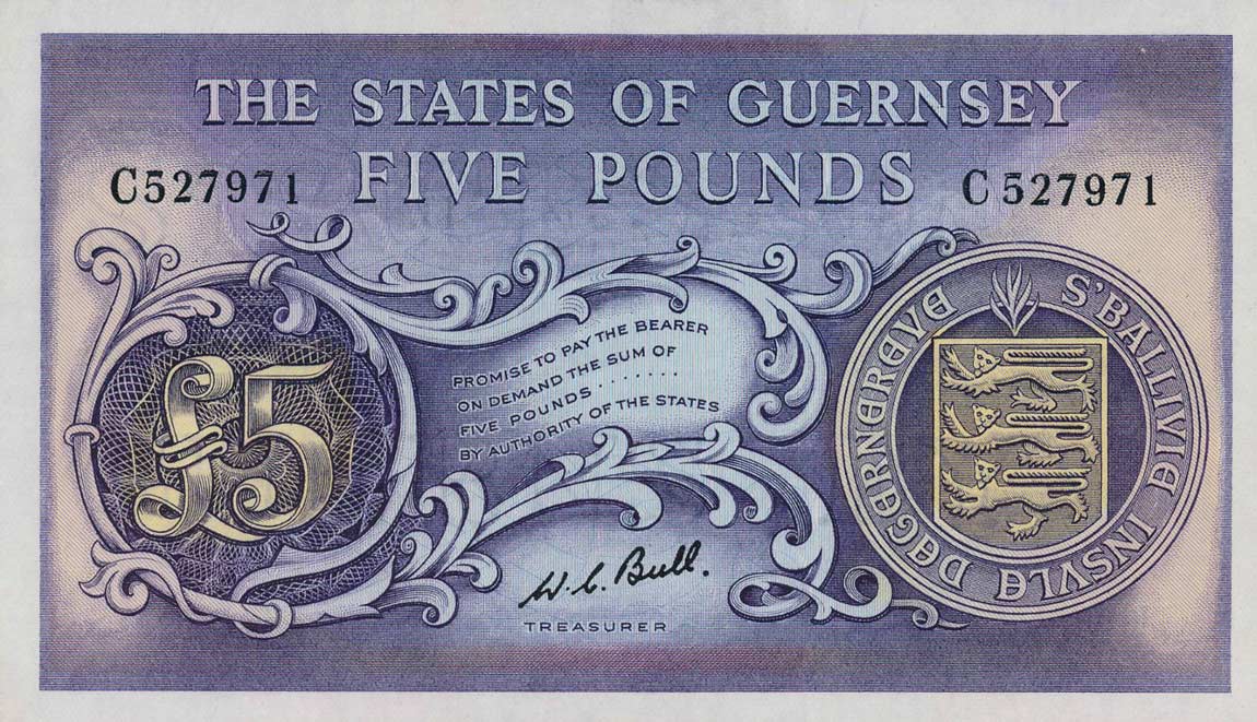 Front of Guernsey p46c: 5 Pounds from 1969