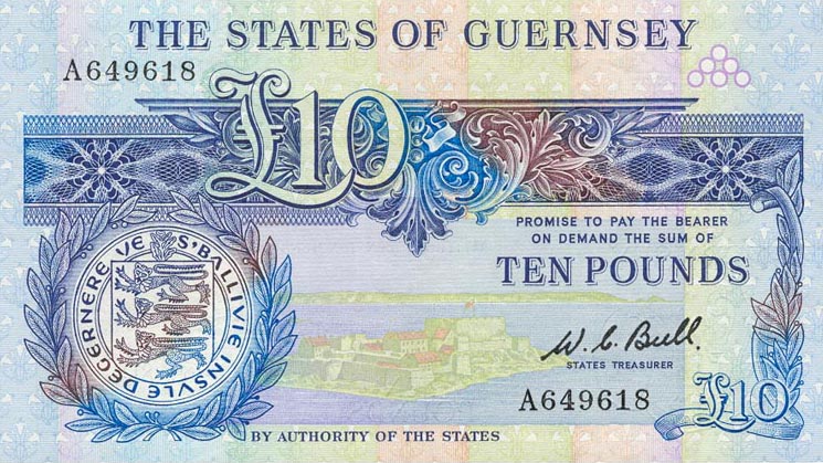 Front of Guernsey p50a: 10 Pounds from 1980