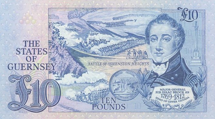 Back of Guernsey p50b: 10 Pounds from 1980