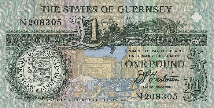 Front of Guernsey p52b: 1 Pound from 1991