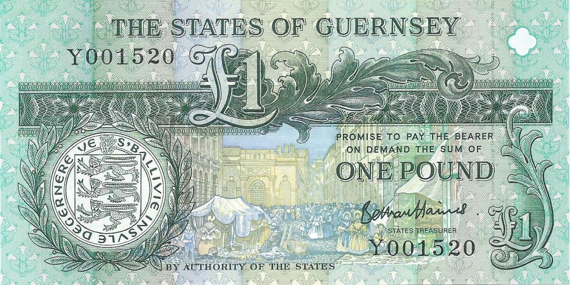 Front of Guernsey p52d: 1 Pound from 1991