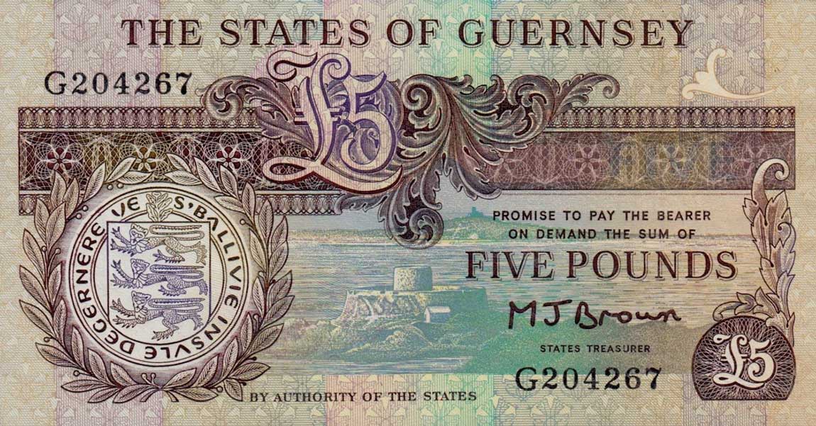 Front of Guernsey p53a: 5 Pounds from 1990