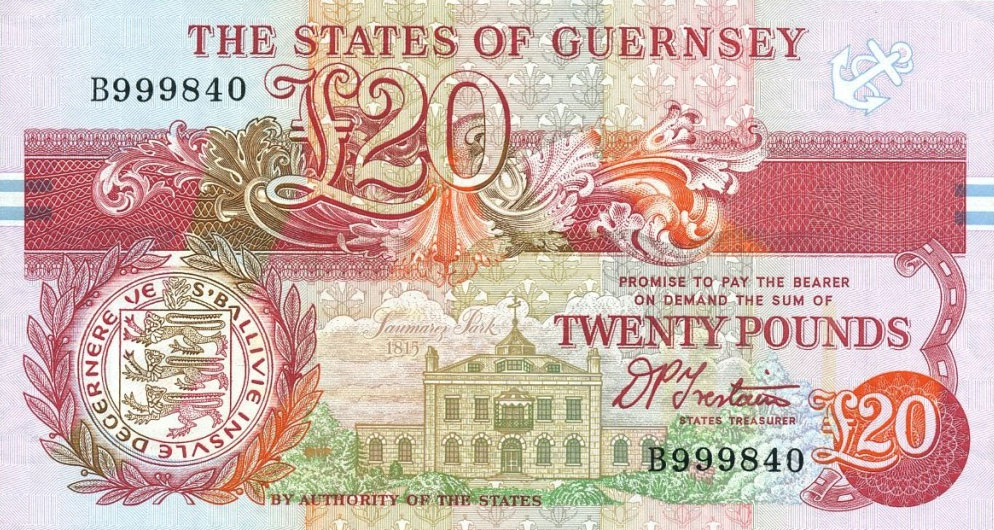 Front of Guernsey p55b: 20 Pounds from 1991