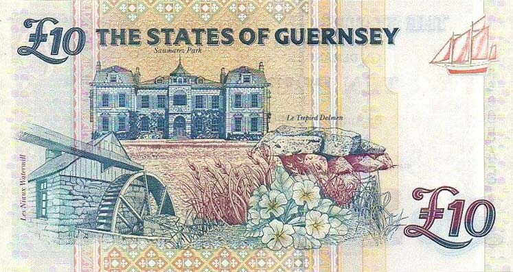 Back of Guernsey p57d: 10 Pounds from 1995
