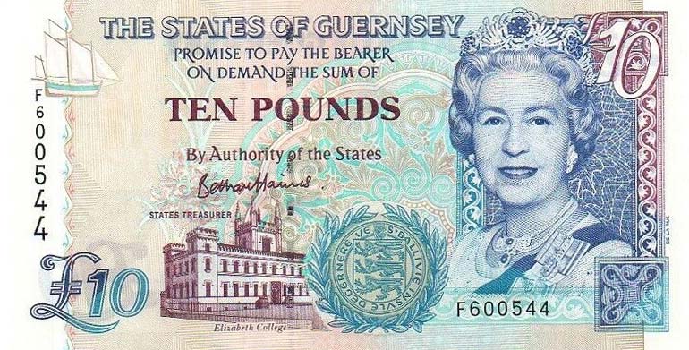 Front of Guernsey p57d: 10 Pounds from 1995