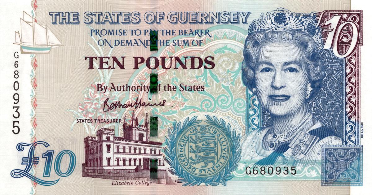 Front of Guernsey p57e: 10 Pounds from 2023