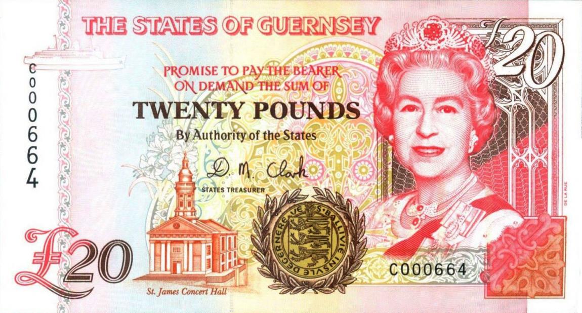 Front of Guernsey p58b: 20 Pounds from 1996