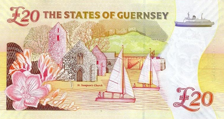 Back of Guernsey p58c: 20 Pounds from 1996