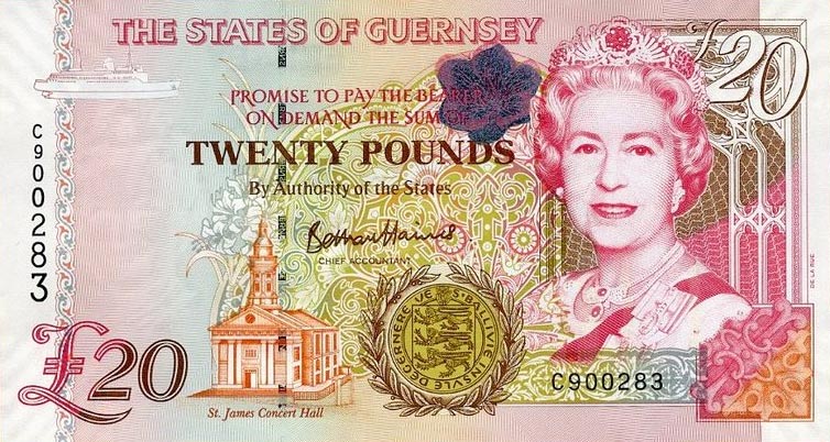 Front of Guernsey p58c: 20 Pounds from 1996