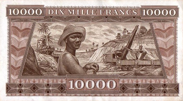 Back of Guinea p11: 10000 Francs from 1958