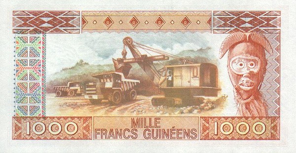 Back of Guinea p32a: 1000 Francs from 1985