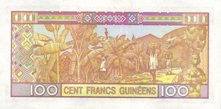 Back of Guinea p35a: 100 Francs from 1998