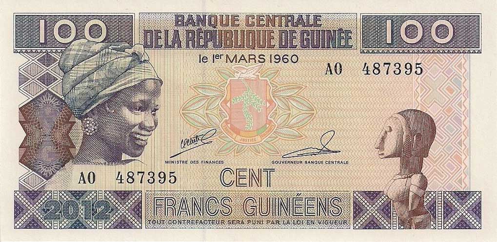 Front of Guinea p35b: 100 Francs from 2012